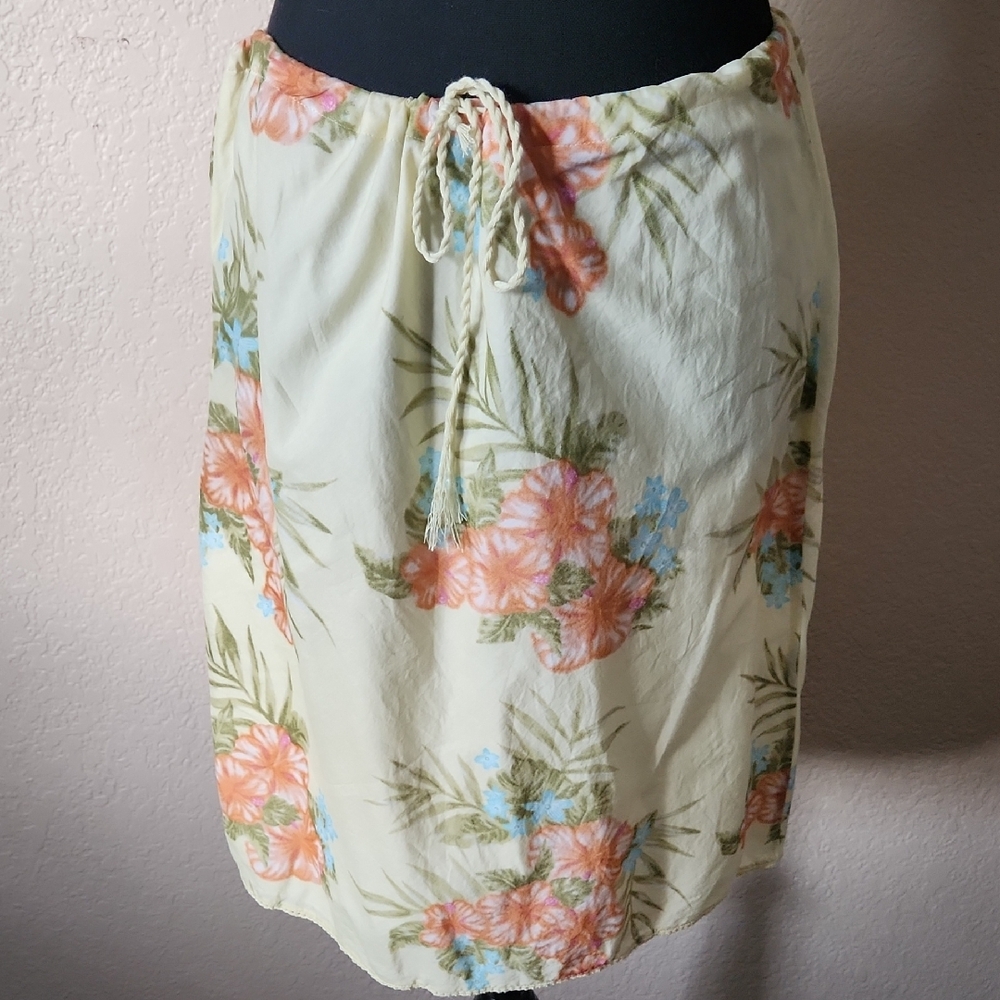 Abercrombie & Fitch Yellow And Orange Hibiscus Drawstring Skirt